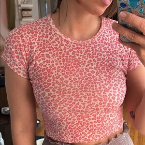 Pink Leopard Print Crop Top